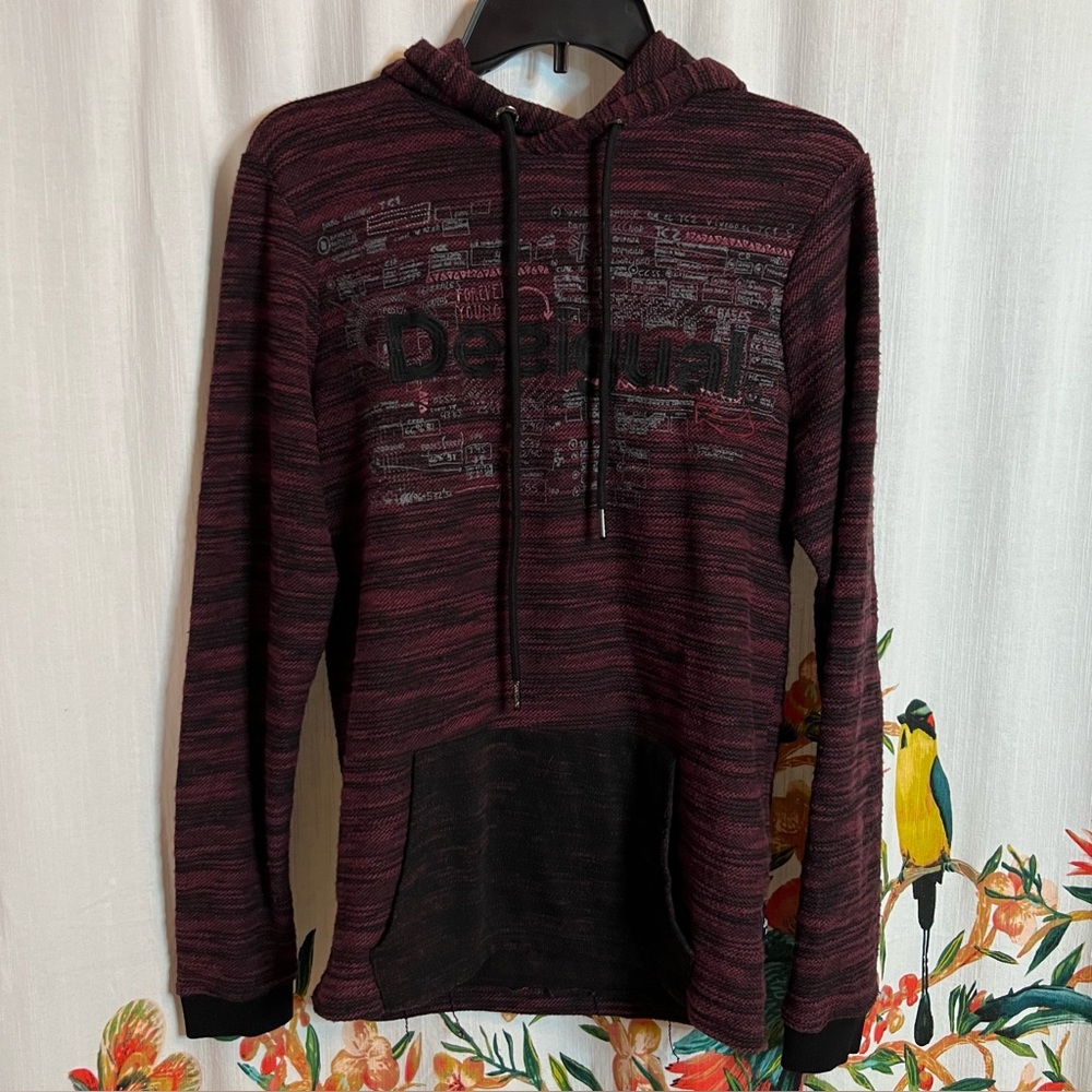 Desigual Unisex Cotton Blend Burgundy-Black Sz S Beach Surfer California